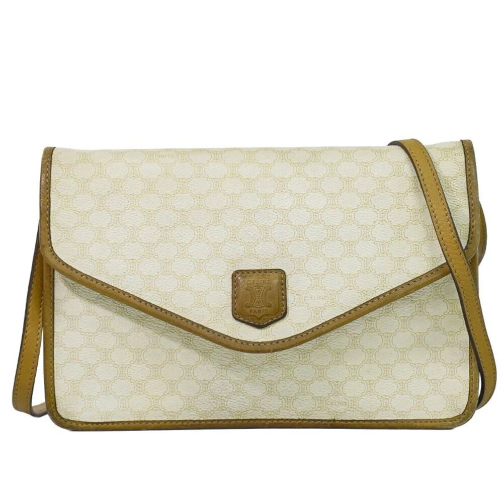 Celine Flap Shoulder Canvas Beige Canvas Shoulder Bag Bag